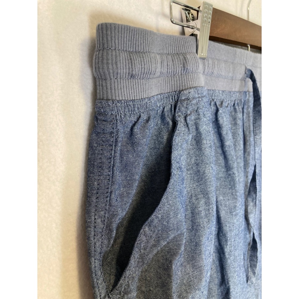 Casual Utility Woman Within Womens 20W Blue Cotton Chambray Cargo Capri Pants - Picture 4 of 11